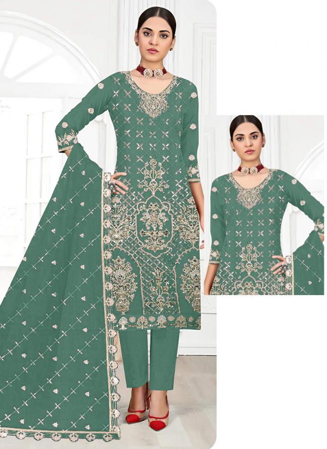 Georgette Green Eid Wear Zarkan Work Pakistani Suit